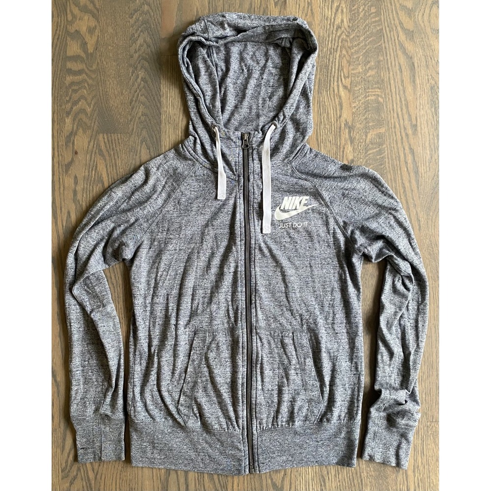 Nike Just Do It Full Zip Lightweight Jacket Hoodie Women Size Small Gray